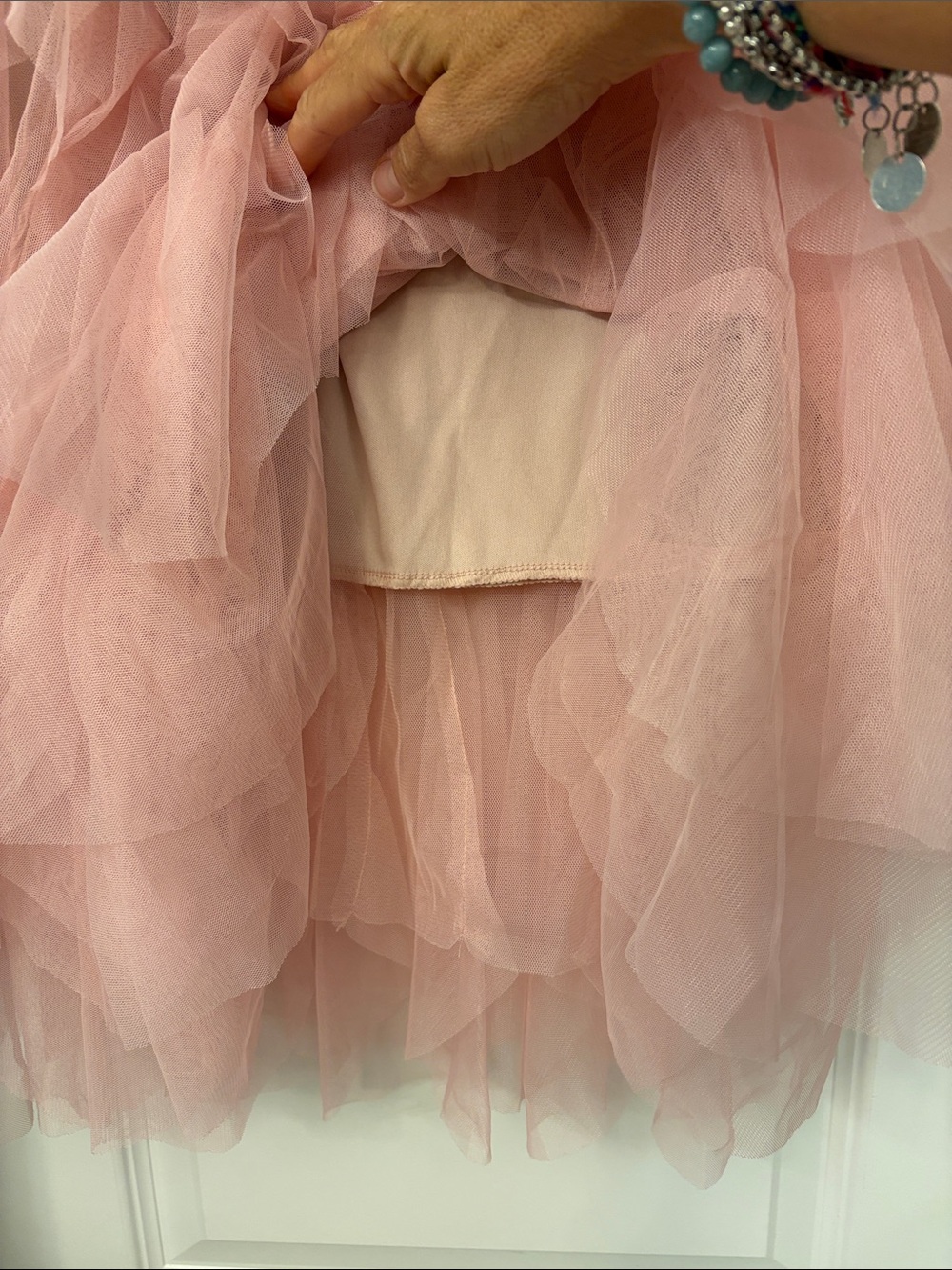 Women’s Pink Tulle Tiered Maxi Skirt - Elastic Waist - Picture 4 of 4